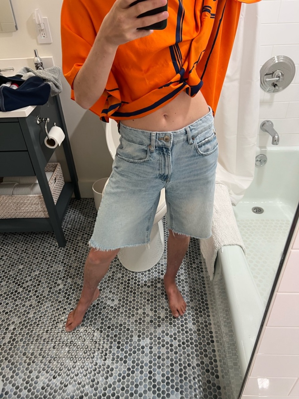 Pull&Bear Light Blue Washed Denim Shorts